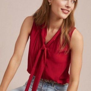 Anthropologie Cloth & Stone Tie Neck Sleeveless Top